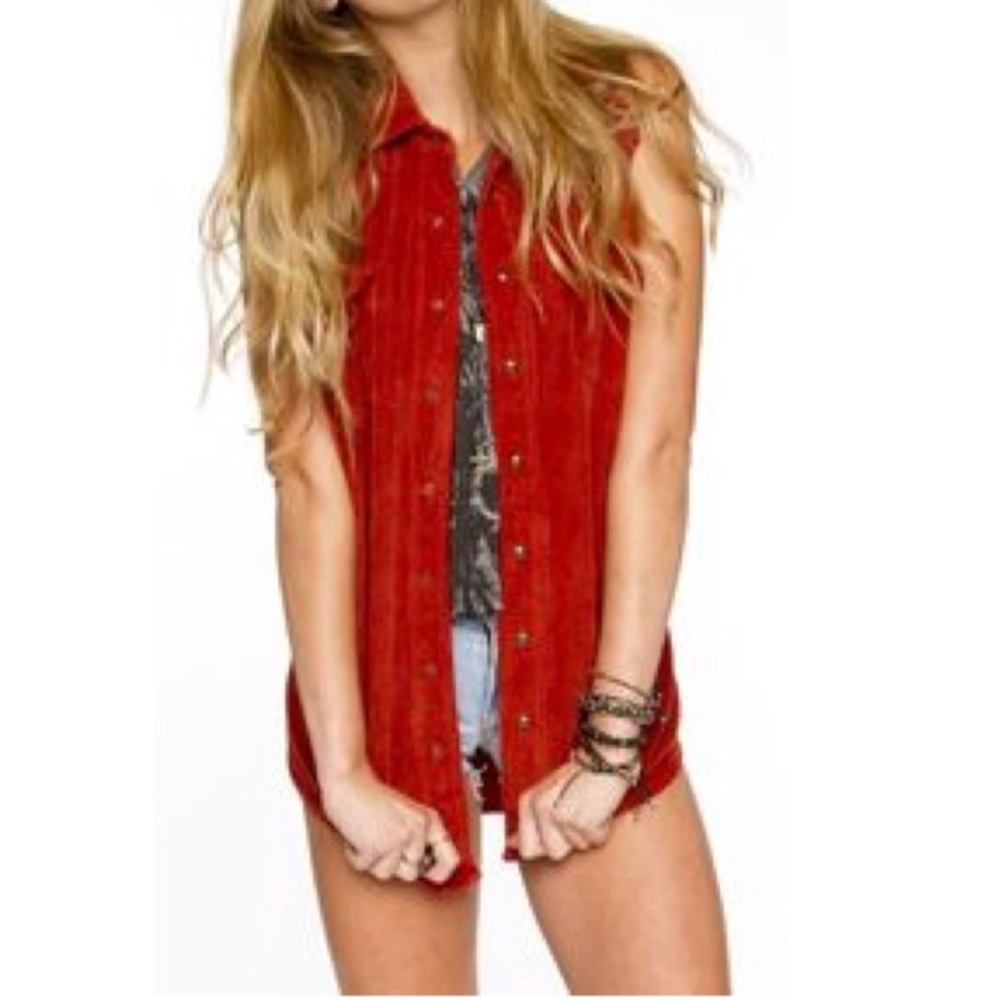 Brandy Melville oversize distress corduroy vest  S